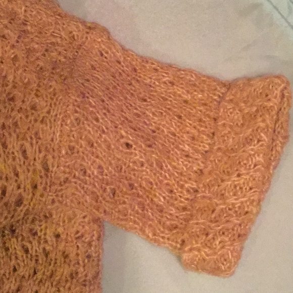 Dots Tan Carmel Open Knit Cuffed Sleeve Sweater Top NWT - Picture 4 of 6